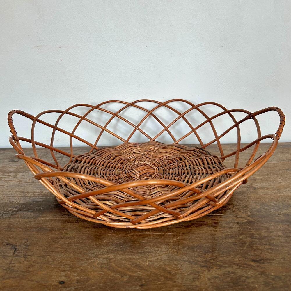 Vintage French Willow Fruit Basket with Handles | Cottagecore Prairiecore
